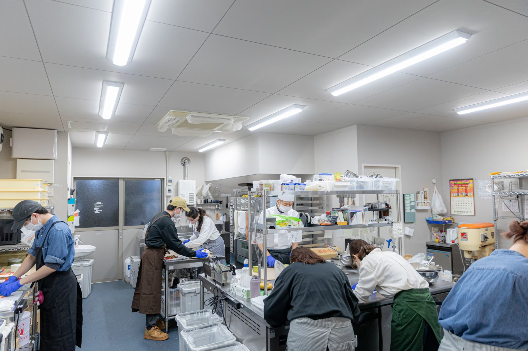Team working in kitchen